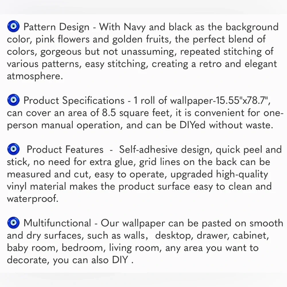 Floral Removable Wallpaper Navy Blue/Pink Contact Paper Self Adhesive15.5